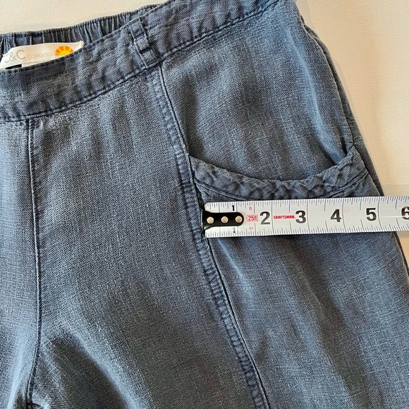C&C California Linen Washed Denim Braided Pocket Straight Leg Large - Picture 7 of 12